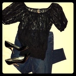 🖤Black Lace Top